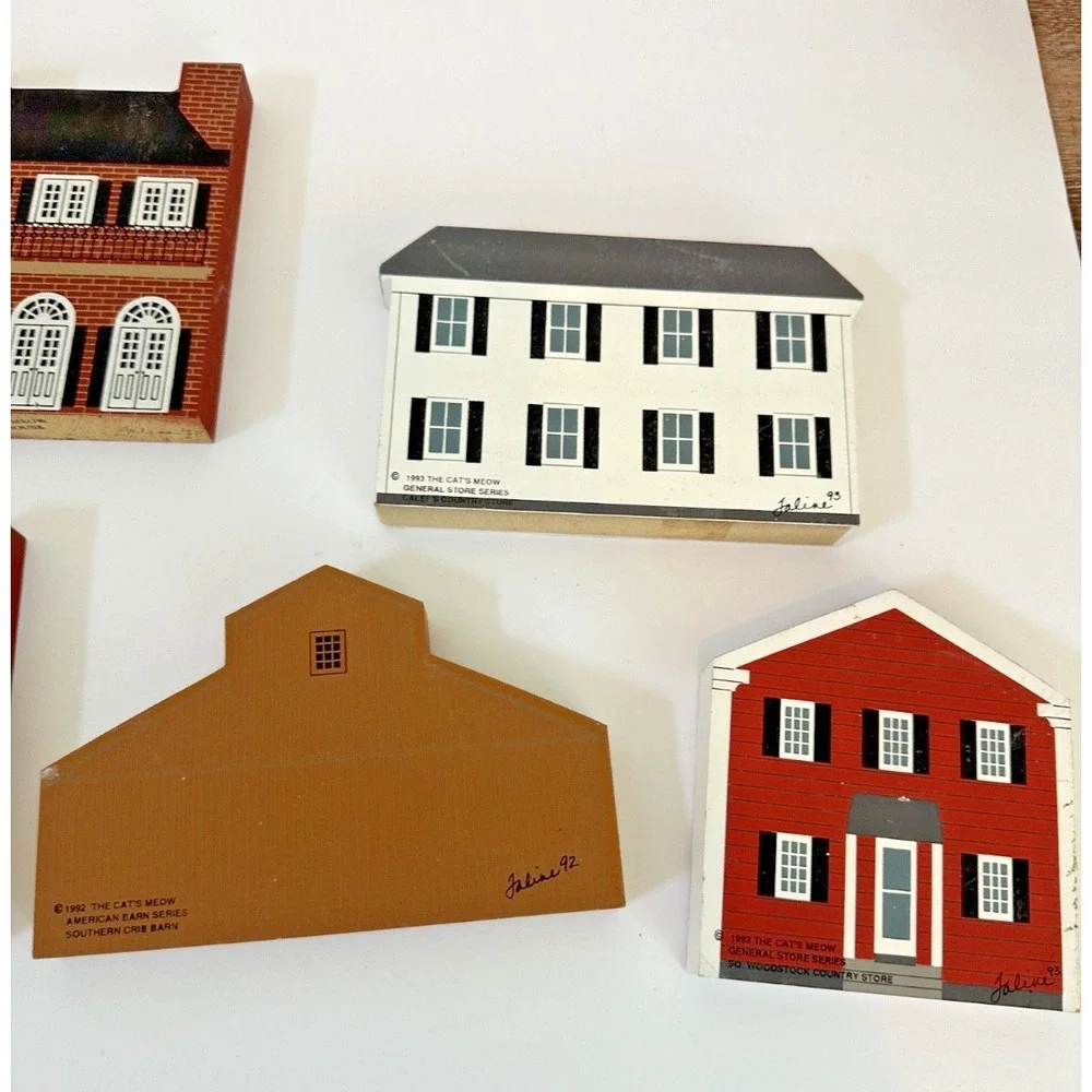 Cat's Meow Village Set Gerneral Store Barn Series Winkler Bakery Calef's Set 7